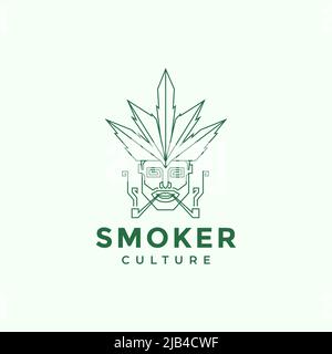 Kopf Mann Raucher Zigarette Tabak Logo Design Vektor Grafik Symbol Illustration kreative Idee Stock Vektor