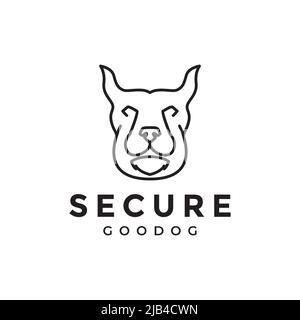 Moderne Linie Kopf Haustiere Hund sicher Logo Design Vektor Grafik Symbol Illustration kreative Idee Stock Vektor