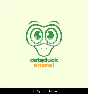 Nettes Gesicht Ente grün Logo Design Vektor Grafik Symbol Illustration kreative Idee Stock Vektor