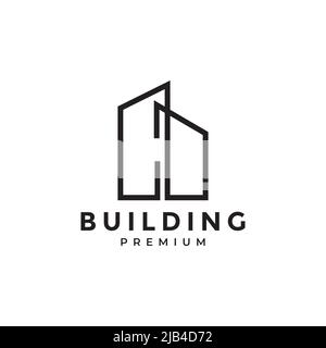 Linie minimalistisch kontinuierliche Linie Architekt Gebäude Logo Design Vektor Grafik Symbol Illustration kreative Idee Stock Vektor