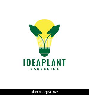 Pflanzen Garten mit Lampe Licht Idee Logo Design Vektor Grafik Symbol Illustration kreative Idee Stock Vektor