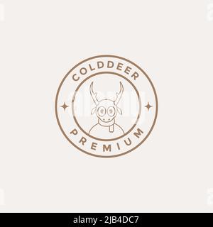 Abzeichen mit Hirsch und Schal Logo Design Vektor Grafik Symbol Illustration kreative Idee Stock Vektor