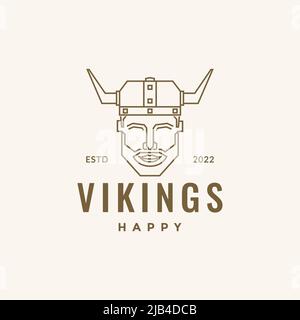 Kopf Mann Lächeln Bart viking Logo Design Vektor Grafik Symbol Illustration kreative Idee Stock Vektor