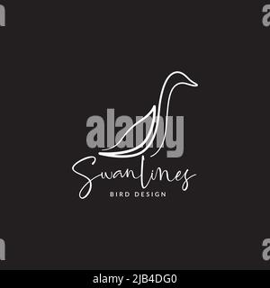 Kontinuierliche Linie minimal Schwan weiß Logo Design Vektor Grafik Symbol Illustration kreative Idee Stock Vektor