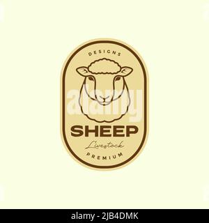 Schaf Linie Abzeichen vintage Logo Design Vektor Grafik Symbol Illustration kreative Idee Stock Vektor