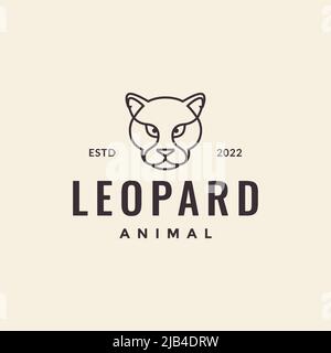 Kopf Linie minimal Leopard Hipster Logo Design Vektor Grafik Symbol Illustration kreative Idee Stock Vektor