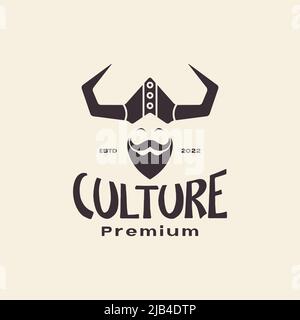 Kultur traditionelle Mann Kopf Bart mit Horn Logo Design Vektor Grafik Symbol Illustration kreative Idee Stock Vektor