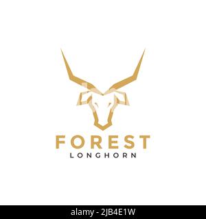 Wild Leben Kopf Hirsch lange Horn minimal Logo Design Vektor Grafik Symbol Illustration kreative Idee Stock Vektor