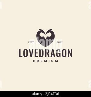 Zwei Drachen Liebe vintage Logo Design Vektor Grafik Symbol Illustration kreative Idee Stock Vektor