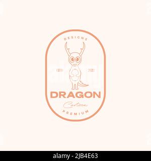 Kleiner Drache mit Horn und Flügeln Logo Design Vektor Grafik Symbol Illustration kreative Idee Stock Vektor
