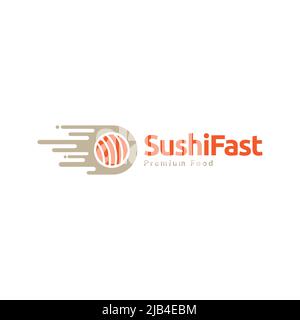 Fast Sushi Fisch Lebensmittel Logo Design Vektor Grafik Symbol Illustration kreative Idee Stock Vektor