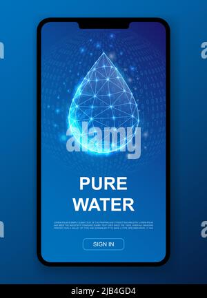 Lassen sie 3D polygonales Symbol für UI, UX Design template fallen. Low Poly Droplet Illustration für mobile Homepage Design. Wassertropfen Illustration Konzept. Stock Vektor