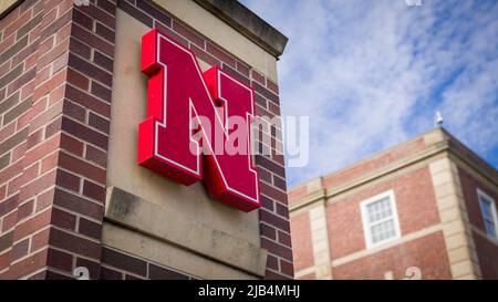 Lincoln, NE - 22. Mai 2022: University of Nebraska Cornhuskers College Campus Stockfoto