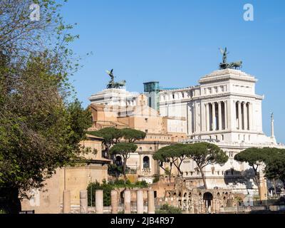 Monumento Nazionale a Vittorio Emanuele II, Vittoriano, Victor Emanuel Monument, Nationales Denkmal für Victor Emanuel II vor dem Forum Romanum Stockfoto