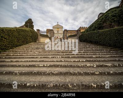Treppe zur Basilika San Miniato al Monte, Florenz, Toskana, Italien Stockfoto