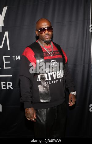 Newark, Ny. 02.. Juni 2022. Treach of Naughty by Nature besucht GRAMMY Museum Experience im Prudential Center Auftaktveranstaltung zum Black Music Month Empfang mit Fotograf Ernie Paniccioli Eröffnung der neuen Fotoausstellung A Hip-Hop Life: Fünf Jahrzehnte Hip-Hop-Musik, Kunst und Kultur und die Enthüllung von Artefakten aus neun ganz besonderen New Jersey Legends im Museum - Newark, NJ am 3. Juni 2022. (Foto von Udo Salters/Sipa USA) Quelle: SIPA USA/Alamy Live News Stockfoto