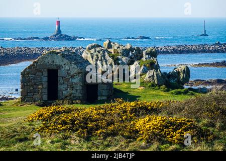 Atlantikküste in Landunvez, Pays des Abers, Department of Finistere Penn ar Bed, Region Bretagne Breizh, Frankreich Stockfoto