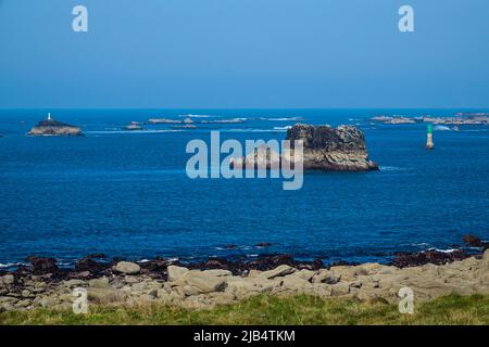 Atlantikküste in Landunvez, Pays des Abers, Department of Finistere Penn ar Bed, Region Bretagne Breizh, Frankreich Stockfoto