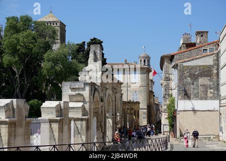 Antikes römisches Theater, Arles, Departement Bouches-du-Rhone, Region Provence Alpes Cote d'Azur, Frankreich, Mittelmeer Stockfoto