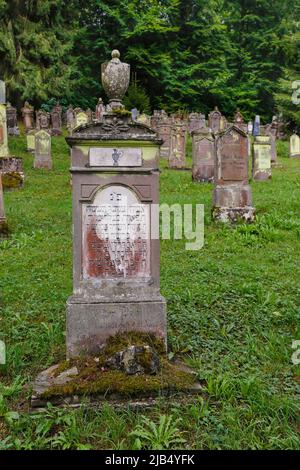 Jüdischer Friedhof Buttenhausen, Grabsteine, mazewa, matzewa, matzewa, Hebräische Schrift, Denkmal, jüdische Geschichte, geschütztes Kulturdenkmal auf der Stockfoto