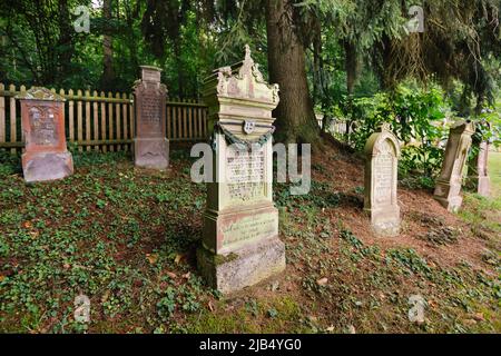 Jüdischer Friedhof Buttenhausen, Grabsteine, mazewa, matzewa, matzewa, Hebräische Schrift, Denkmal, jüdische Geschichte, geschütztes Kulturdenkmal auf der Stockfoto