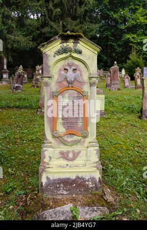 Jüdischer Friedhof Buttenhausen, Grabsteine, mazewa, matzewa, matzewa, Hebräische Schrift, Denkmal, jüdische Geschichte, geschütztes Kulturdenkmal auf der Stockfoto