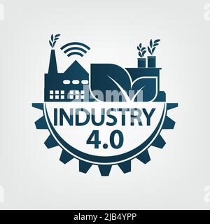 Industrie 4,0 Symbol, Logo Fabrik, Technologie-Konzept.Vektor-Illustration Stock Vektor