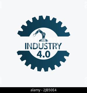 Industrie 4,0 Symbol, Logo Fabrik, Technologie-Konzept, Vektor-Illustration Stock Vektor