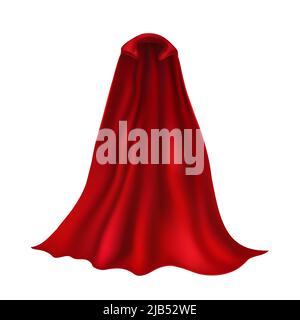 Rote Schablone mit langem Mantel. Realistische Heldenrobe mit starkem Material Stock Vektor