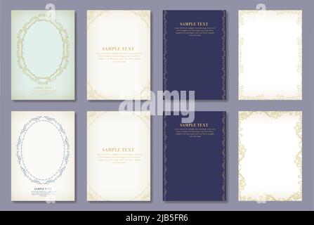 Japanischer Stil Wolke Muster Rahmen Postkarte set.IT ist Vektordaten, die einfach zu bearbeiten ist. Stock Vektor