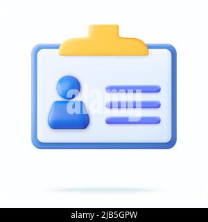 Badge mit persönlichen Daten 3D Symbol. Stock Vektor