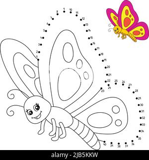 Dot to Dot Schmetterling Malseite für Kinder Stock Vektor