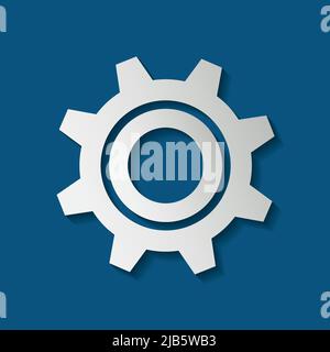 Stücke Zahnrad weißes Symbol auf dem Hintergrund. Stock Vektor