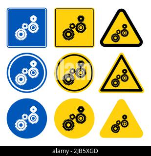 Vier Teile Zahnräder Set Symbol auf dem Hintergrund. Vektorgrafik Stock Vektor