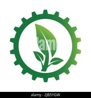 Ökologie Getriebe und Blatt-Logo, Vektor-Illustration Stock Vektor
