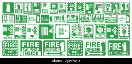 Aufkleber Feuerlöscher auf weißem Hintergrund setzen Stock Vektor