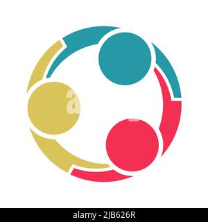 Gruppe von drei Personen in einem Kreis.Teamwork Treffen im Raum.starke Kräfte vereint. Stock Vektor