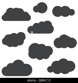 Set von Cloud Icons im trendigen flachen Stil isoliert auf blauem Hintergrund. Cloud-Symbol für Ihre Website-Design, Logo, App, UI, Vektor-Illustration Stock Vektor