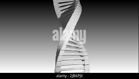 Abbildung des Makros der grauen 3D dna-Strangspinnerei Stockfoto