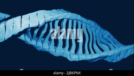 Abbildung des Makros von grünen 3D dna-Strängen, die sich drehen Stockfoto