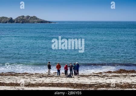 14.05.2022 Isle of Iona, Hebriden, Schottland, Großbritannien. Traigh an t-Suidhe ist ein weißer Sandstrand an der nordwestlichen Spitze von Iona neben dem Strand von Traigh Ban Stockfoto