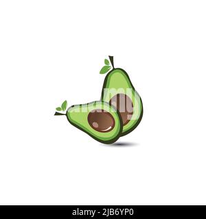 Vorlage für das Avocado-Obst-Logo. Logo von Lebensmitteln für die Gesundheit. Vektor-Design-Vorlage Logo und Icon.EPS 10 Stock Vektor