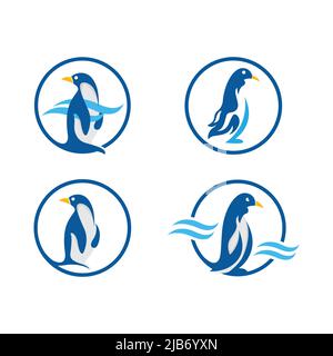 Set Pinguin Illustration Maskottchen Logo, gut für Maskottchen, Symbol, Banner, e.EPS 10 Stock Vektor