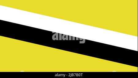 Bild von weißen und schwarzen diagonalen Streifen auf gelbem Hintergrund Stockfoto