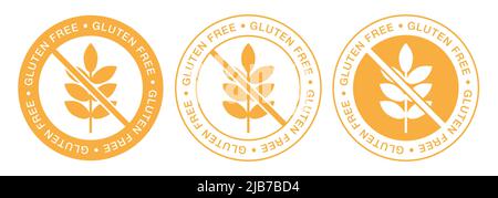 Vektor-Set für glutenfreie Etiketten. Isolierte glutenfreie Symbolsammlung. Verpackung Abzeichen Design, Vektor-Illustration. Stock Vektor
