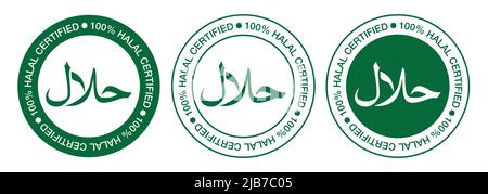 Sammlung von halal zertifizierten Logo-Vektor isoliert auf weißem Hintergrund. Halal-Symbol. Halal-Schild. Halal-Beschriftungssymbol gesetzt. Stock Vektor