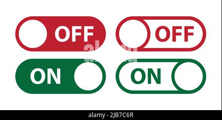 Ein- und Ausschalttasten, Benutzeroberfläche, Vektorsymbol Abbildung. Stock Vektor