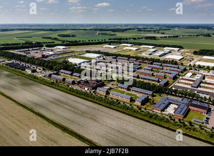 2022-06-03 15:30:31 TER APEL - Drohnenfoto des Aufnahmezentrums für Asylbewerber in Ter Apel. ANP SEM VAN DER WAL niederlande Out - belgien Out Stockfoto