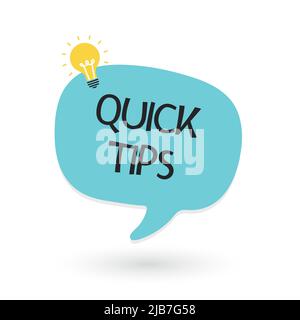 Quick Tips Banner mit Glühlampe. Vektor Stock Vektor