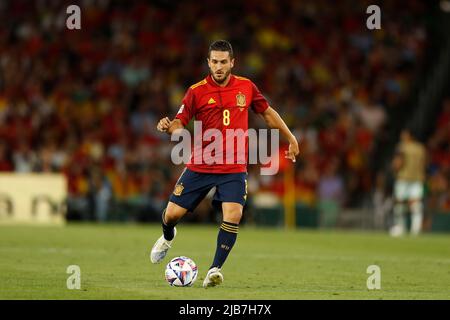 Sevilla, Spanien. 2.. Juni 2022. Koke (ESP) Fußball/Fußball : UEFA Nations League Gruppenphase für das letzte Turnier Gruppe A2 Matchday 1 zwischen Spanien 1-1 Portugal im Estadio Benito Villamarin in Sevilla, Spanien . Quelle: Mutsu Kawamori/AFLO/Alamy Live News Stockfoto